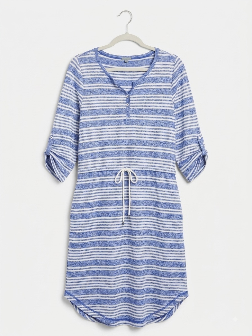 T by Talbots Blue & White Striped Henley Midi Dress - Picture 2 of 6